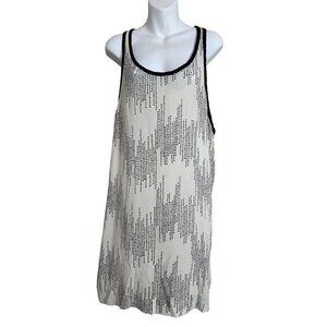 Edun 100% Silk Polka Dot Dress M Modern Ivory Black Minimal Parisian Classic